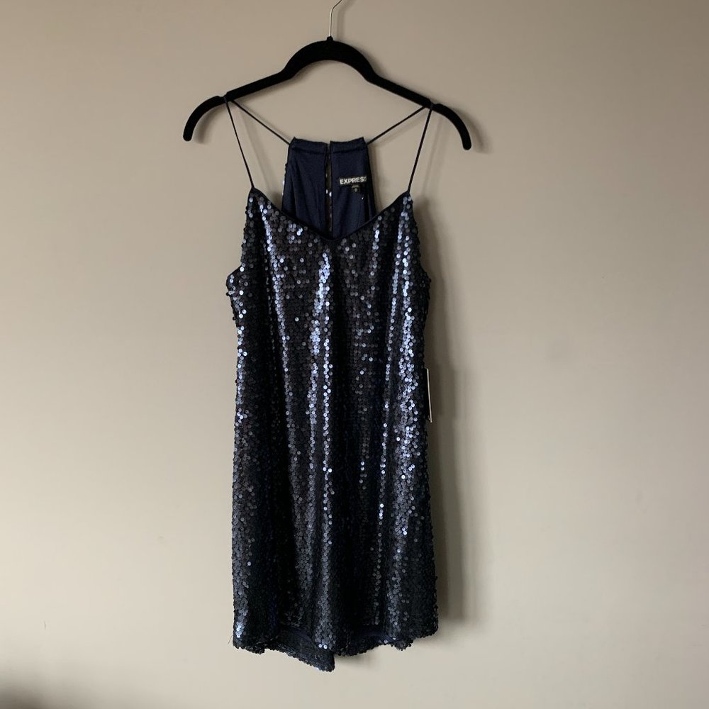 Express Dress (skinny straps) - Blue Sequins